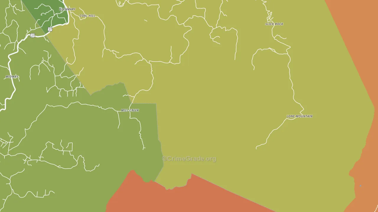 Mill Creek, TN Map of Murder Rates