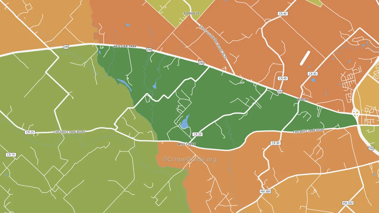 Mill Creek, TX Map of Murder Rates