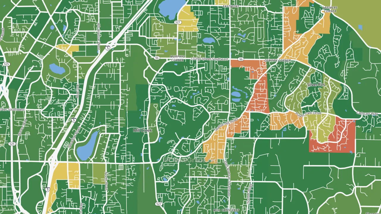 Mill Creek, WA Map of Murder Rates