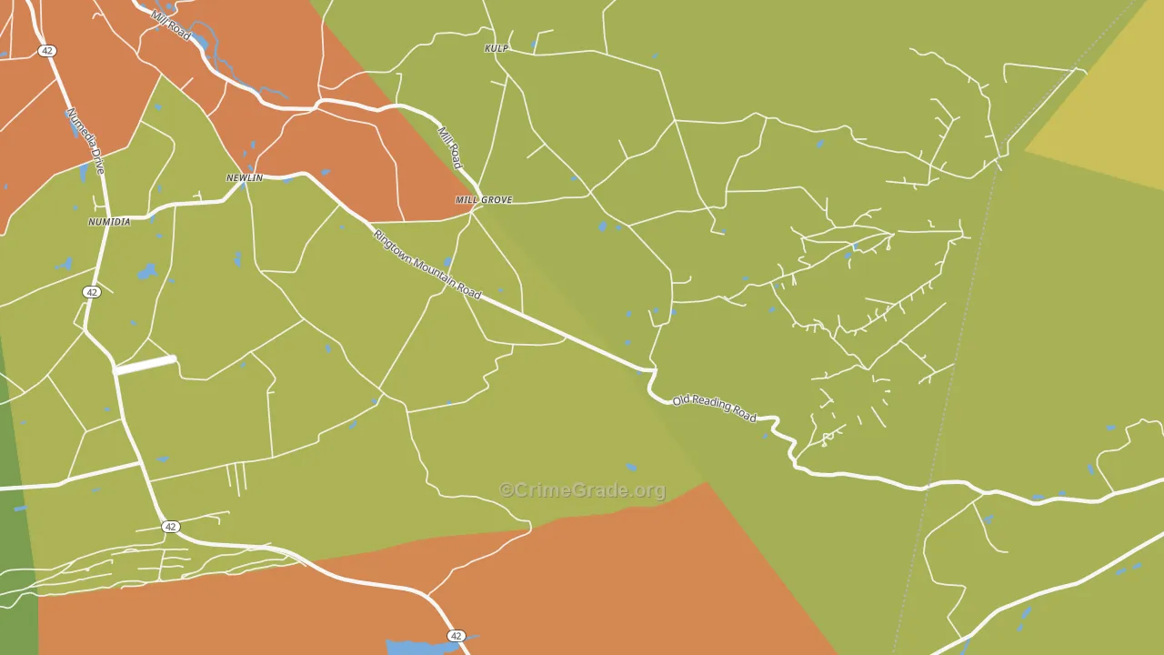 Mill Grove, PA Map of Murder Rates