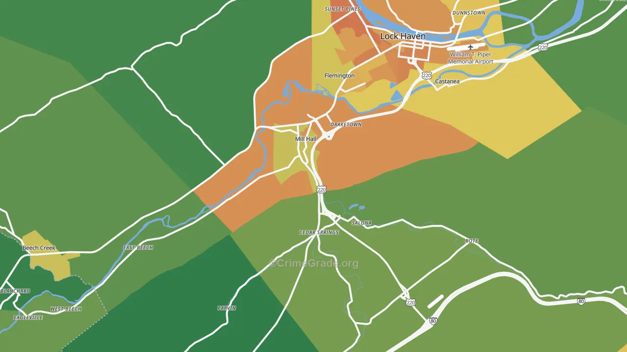 Mill Hall, PA Map of Murder Rates