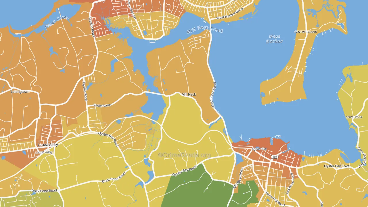Mill Neck, NY Map of Murder Rates