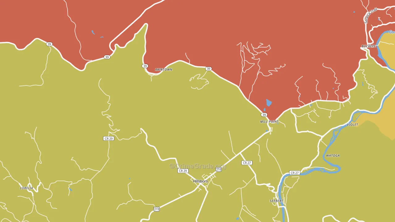 Mill Point, WV Map of Murder Rates