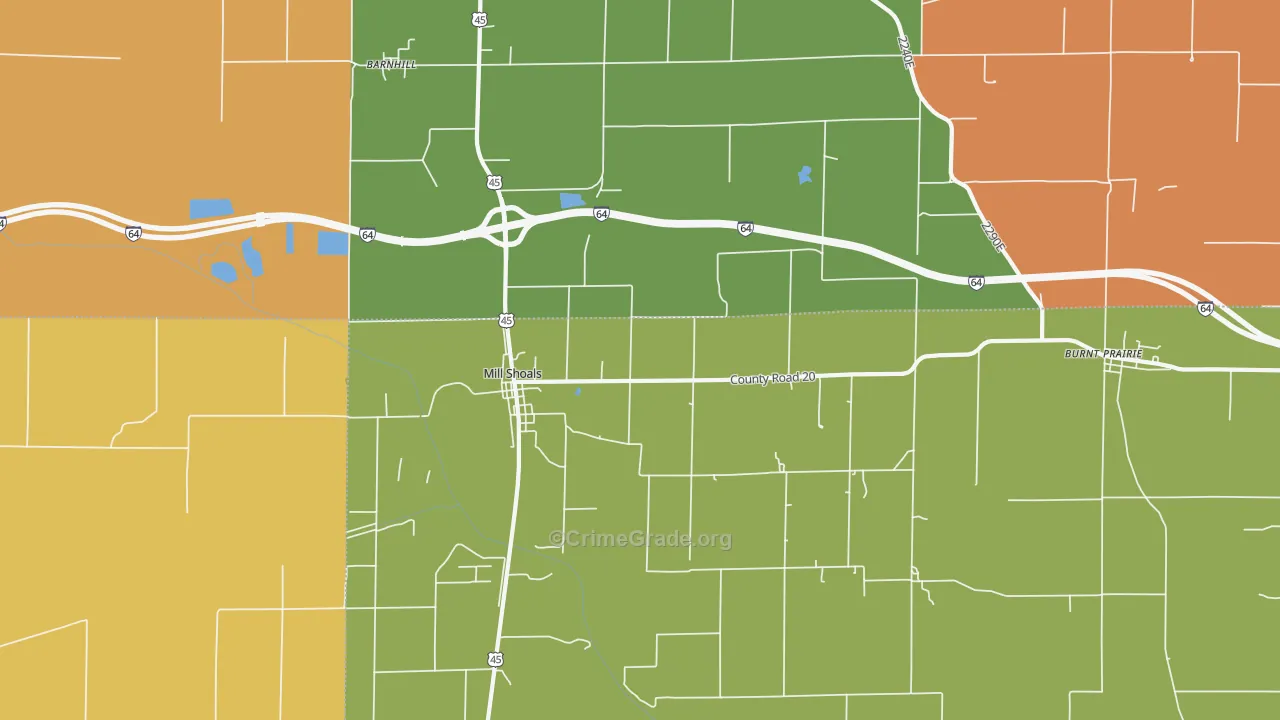 Mill Shoals, IL Map of Murder Rates