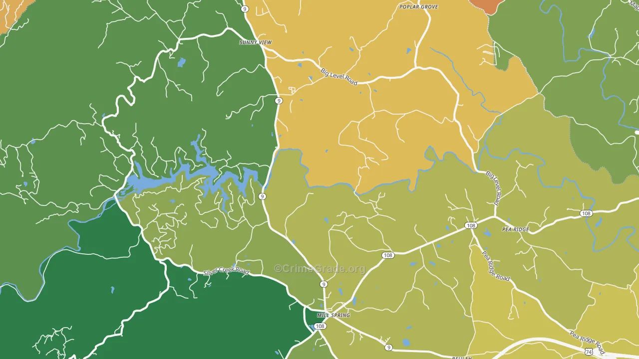 Mill Spring, NC Map of Murder Rates
