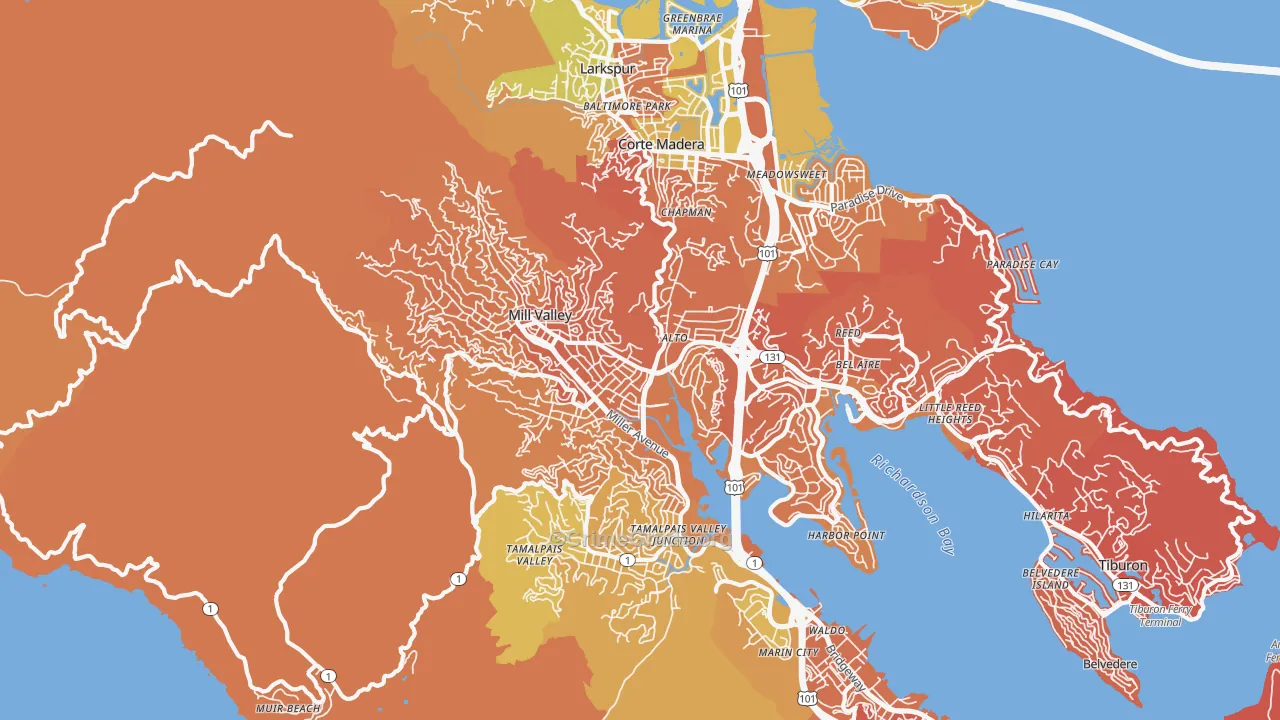 Mill Valley, CA Map of Murder Rates