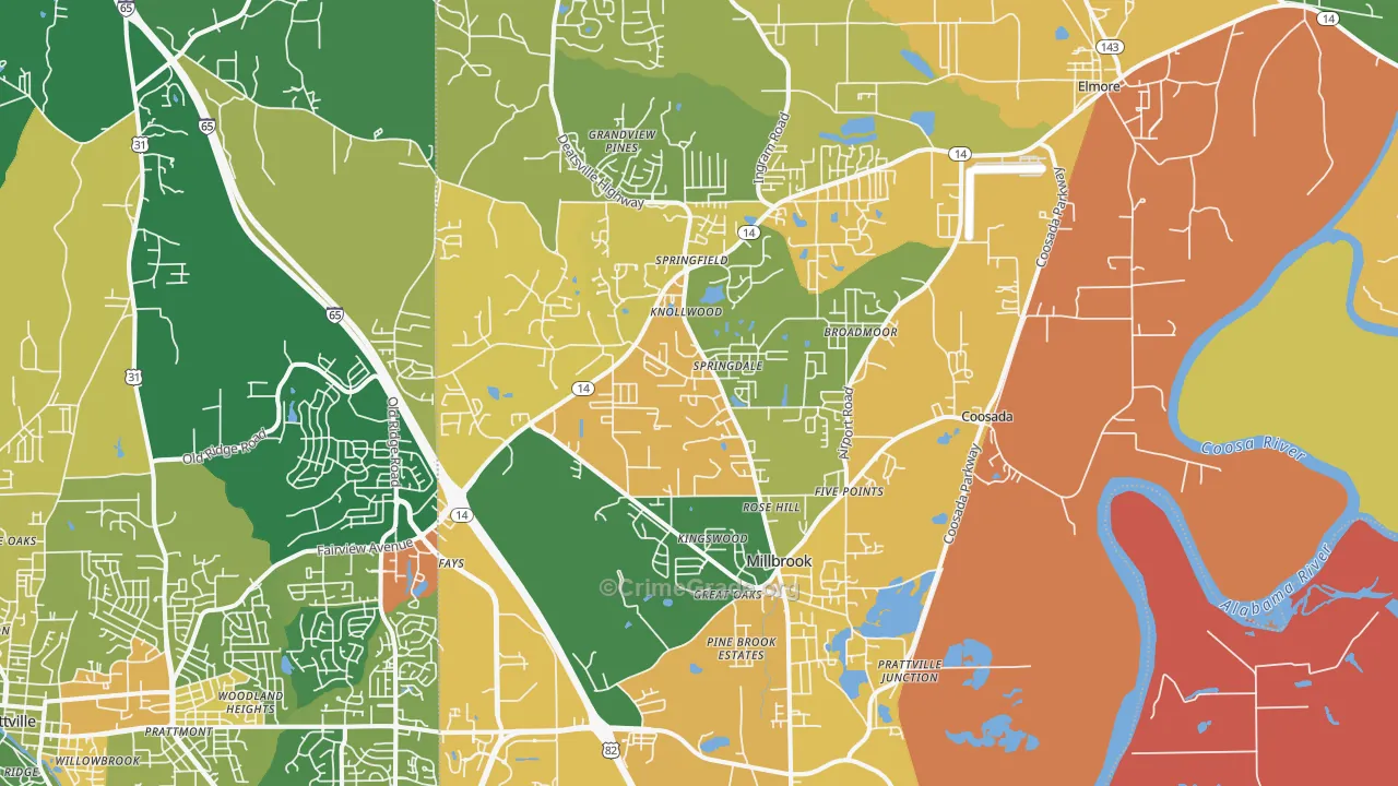 Millbrook, AL Map of Murder Rates