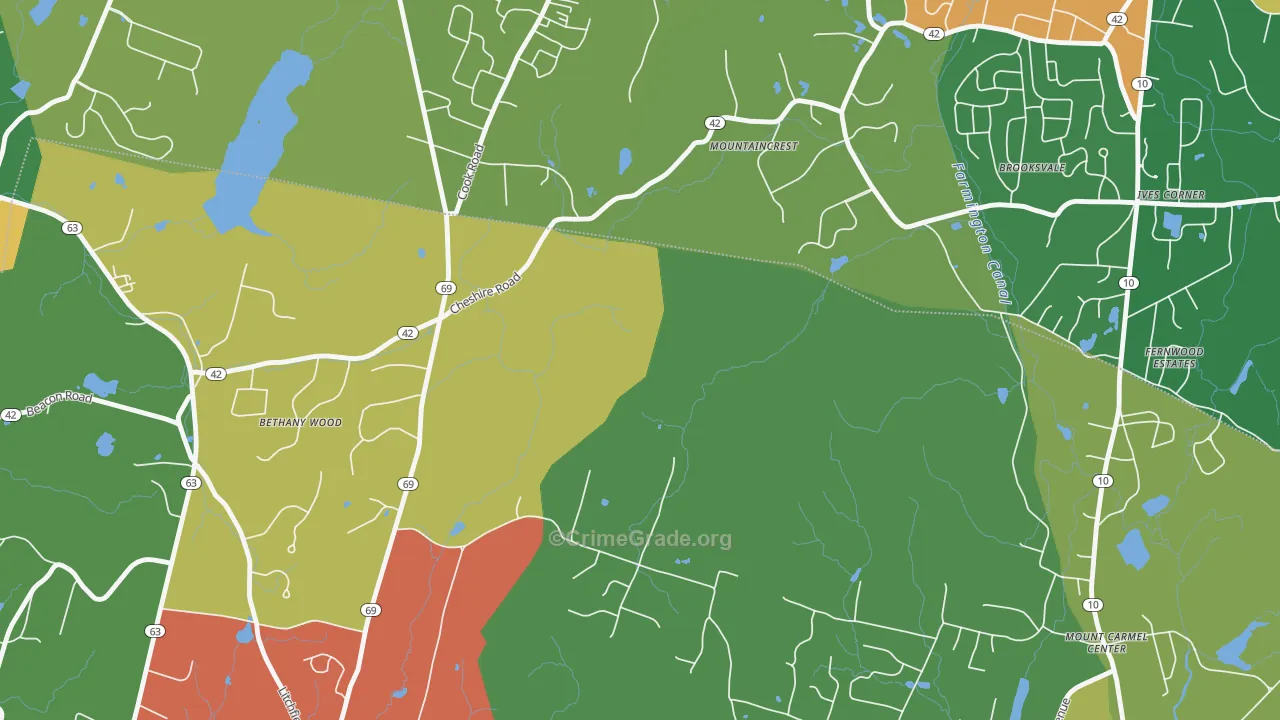 Millbrook, CT Map of Murder Rates