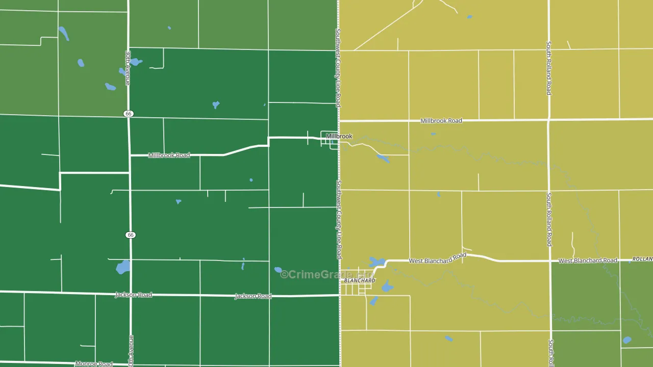 Millbrook, MI Map of Murder Rates