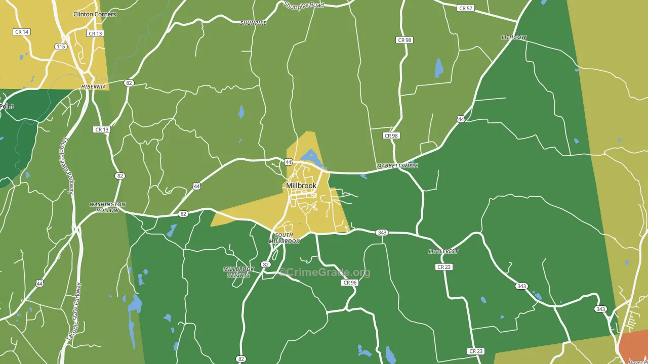 Millbrook, NY Map of Murder Rates