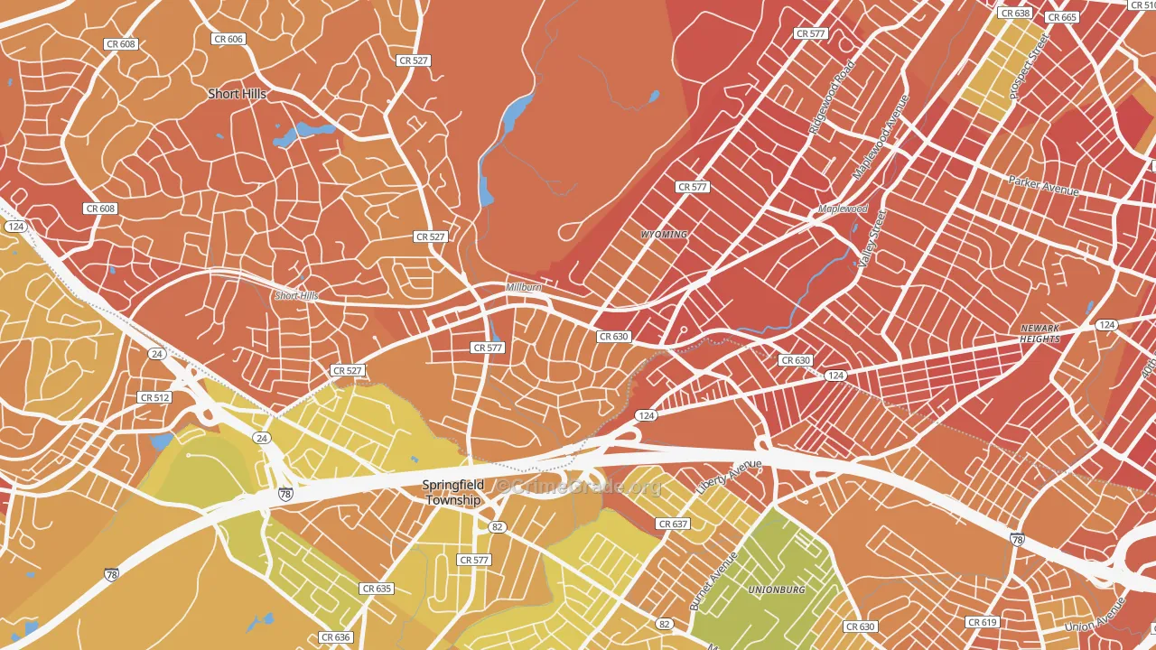 Millburn, NJ Map of Murder Rates