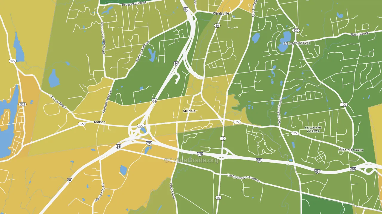 Milldale, CT Map of Murder Rates