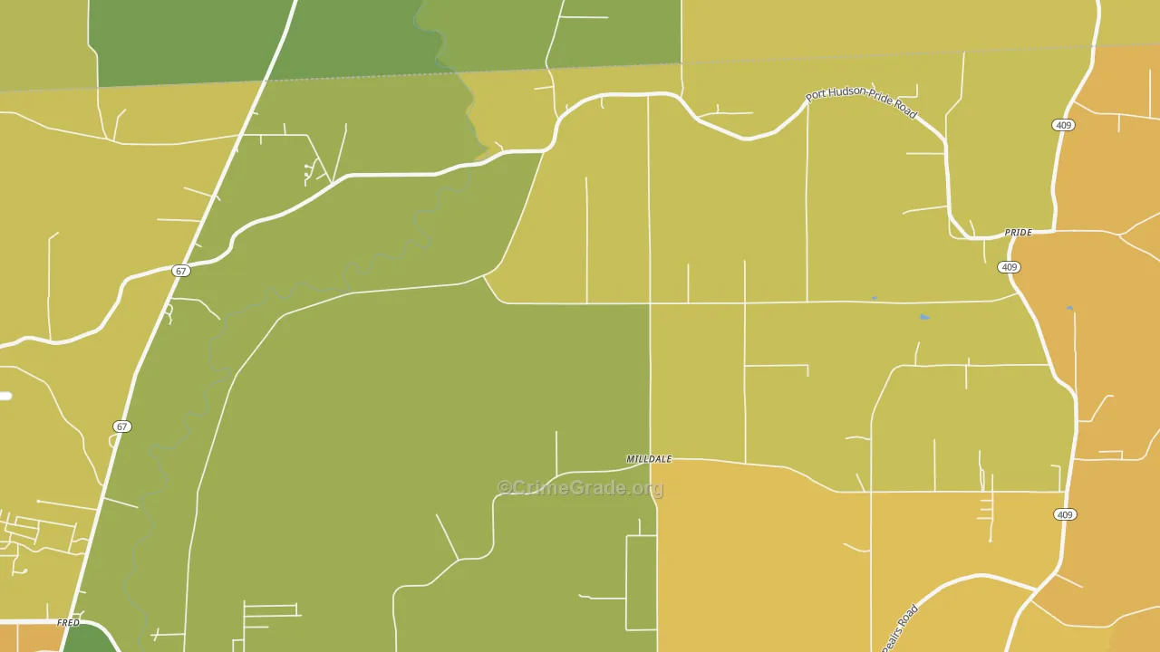 Milldale, LA Map of Murder Rates