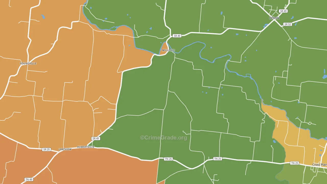 Milldale, TN Map of Murder Rates