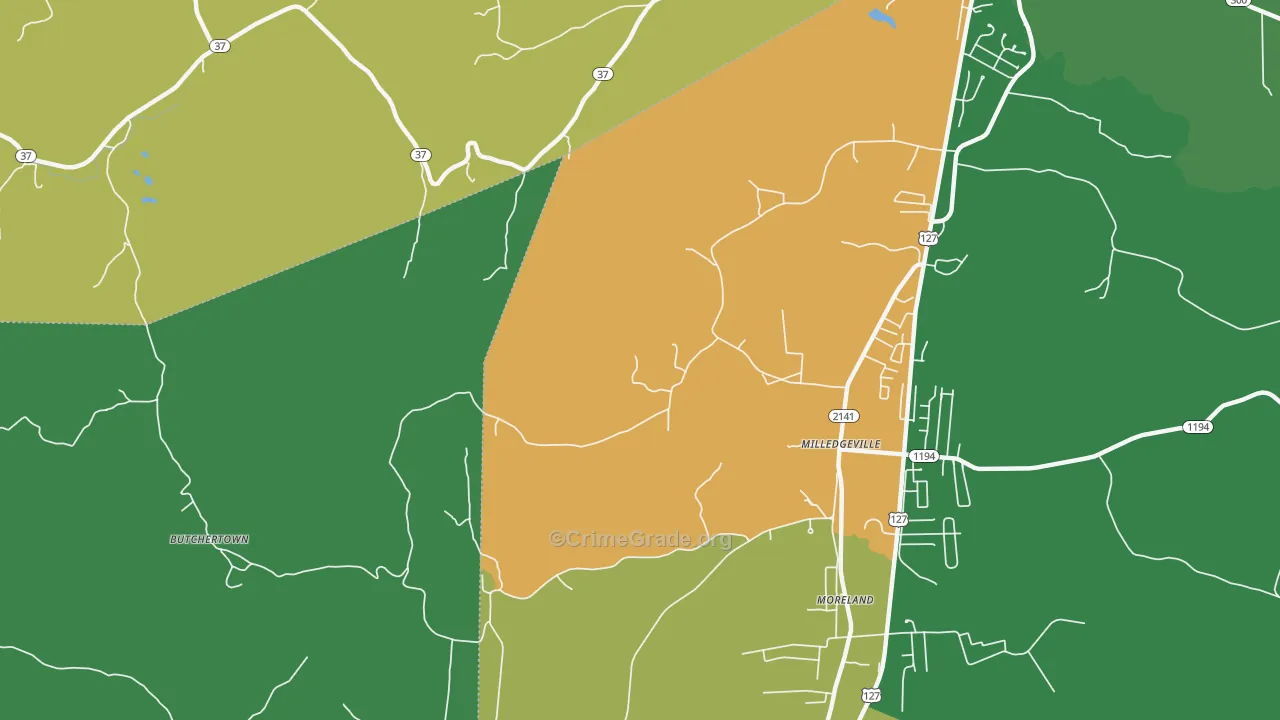 Milledgeville, KY Map of Murder Rates