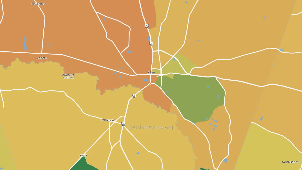 Millen, GA Map of Murder Rates