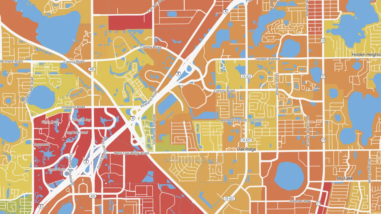 Millenia, Orlando, FL Map of Murder Rates