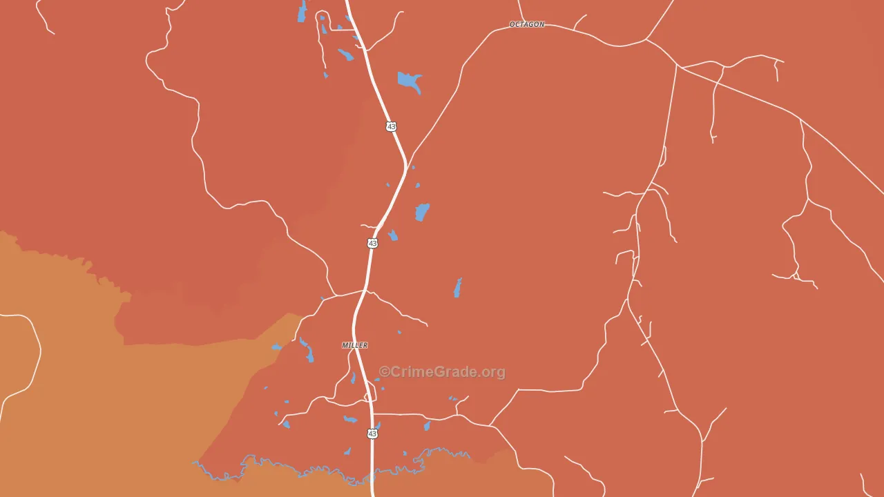 Miller, AL Map of Murder Rates