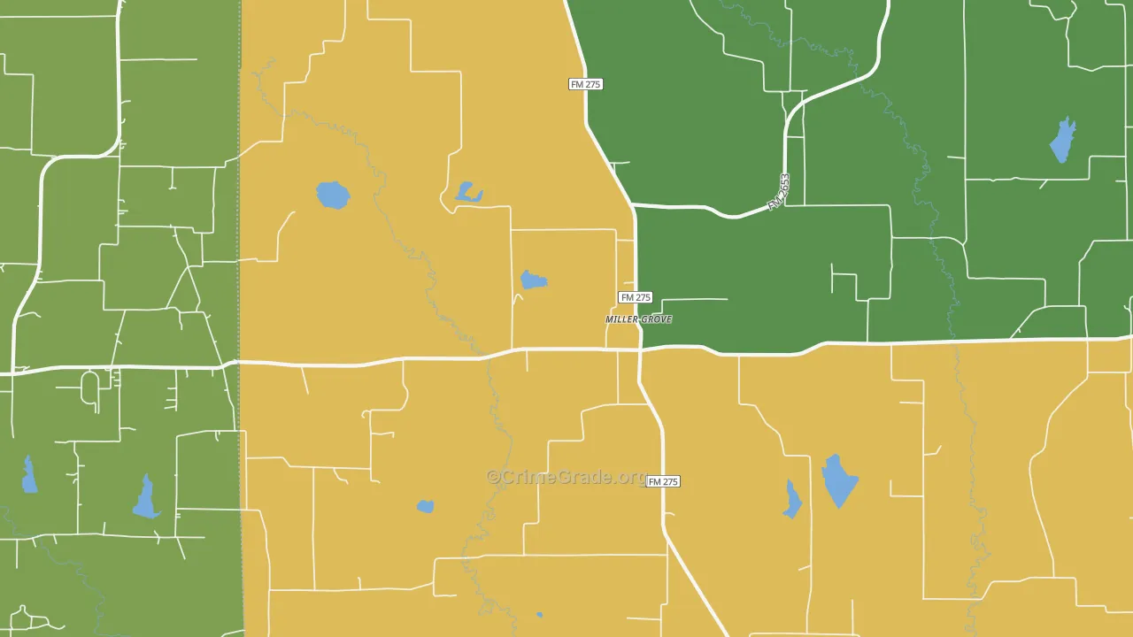 Miller Grove, TX Map of Murder Rates