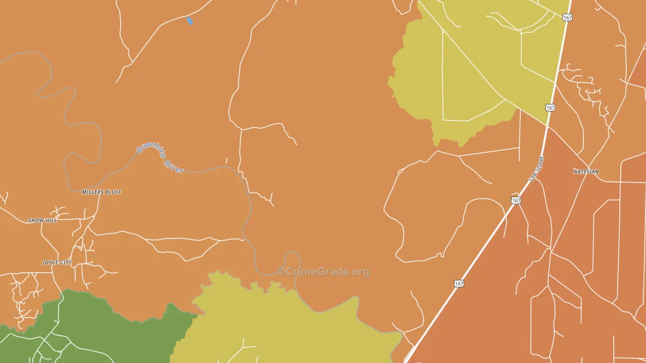 Millers Bluff, AR Map of Murder Rates