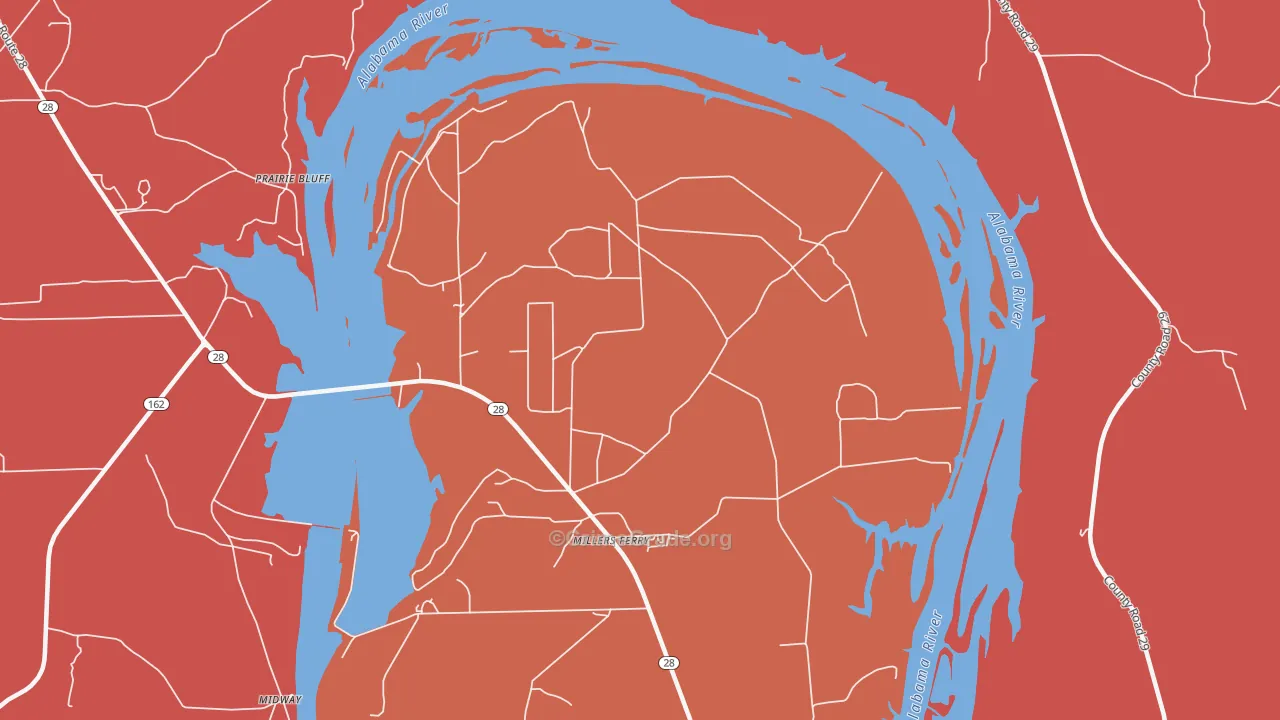 Millers Ferry, AL Map of Murder Rates