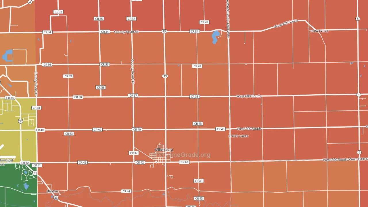 Millersburg, IN Map of Murder Rates
