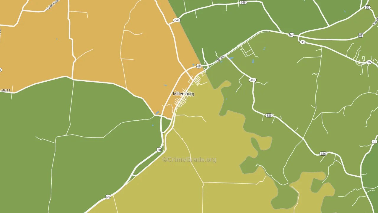 Millersburg, KY Map of Murder Rates