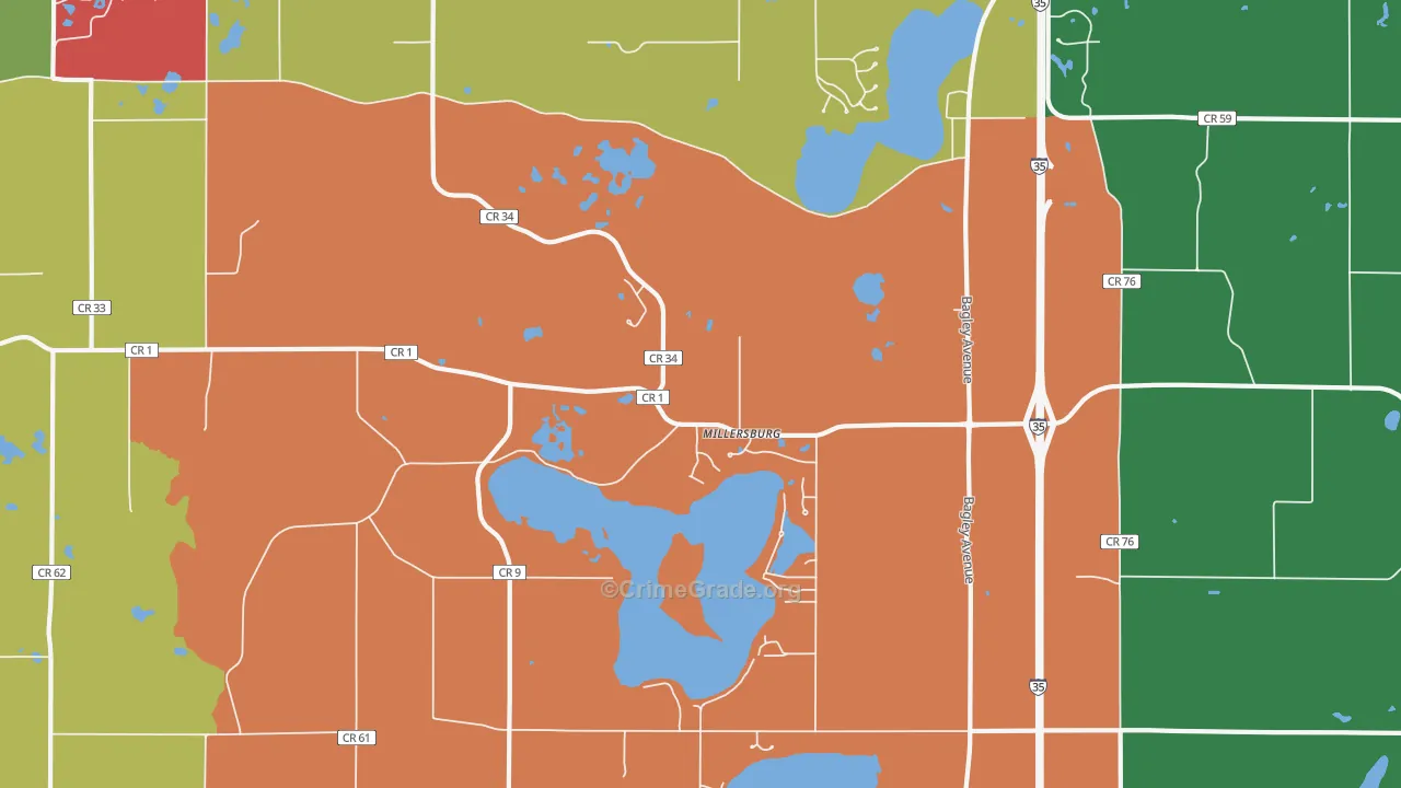 Millersburg, MN Map of Murder Rates