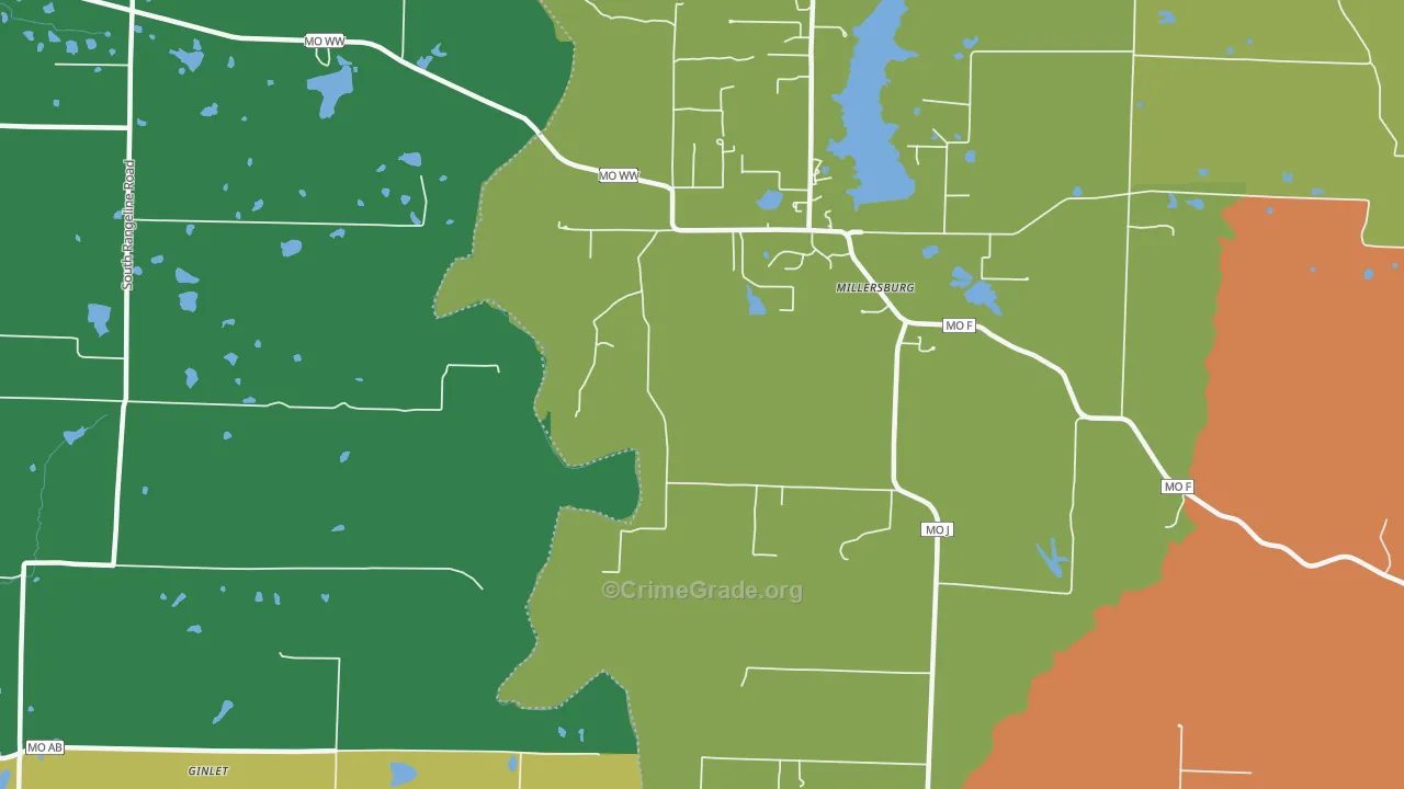 Millersburg, MO Map of Murder Rates