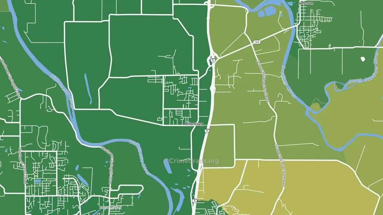 Millersburg, OR Map of Murder Rates