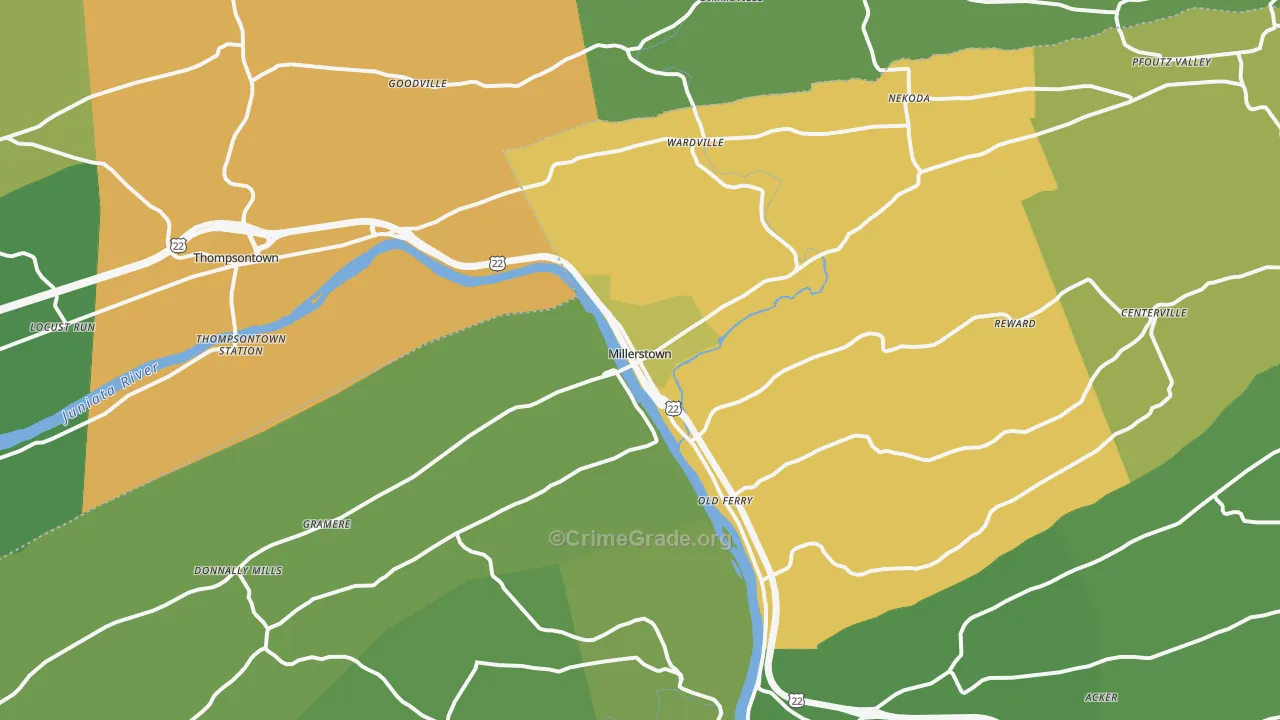 Millerstown, PA Map of Murder Rates