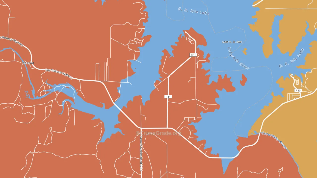 Millersview, TX Map of Murder Rates