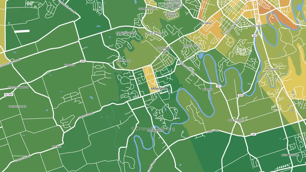Millersville, PA Map of Murder Rates