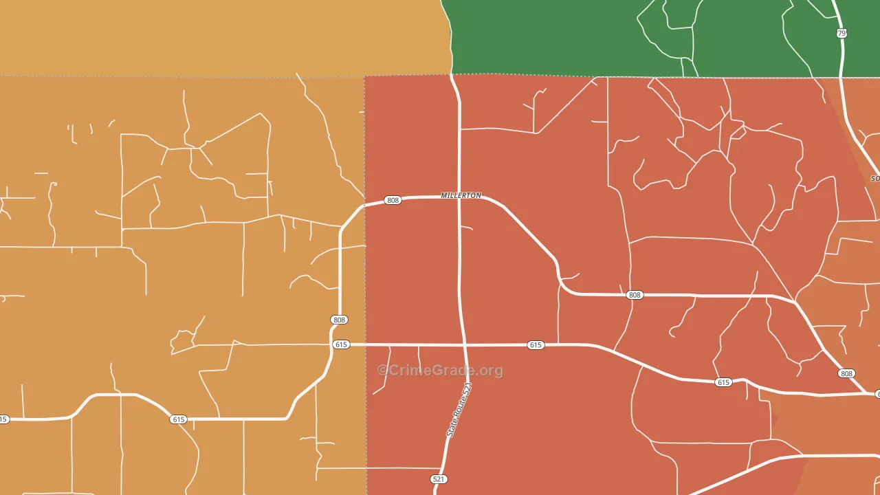 Millerton, LA Map of Murder Rates