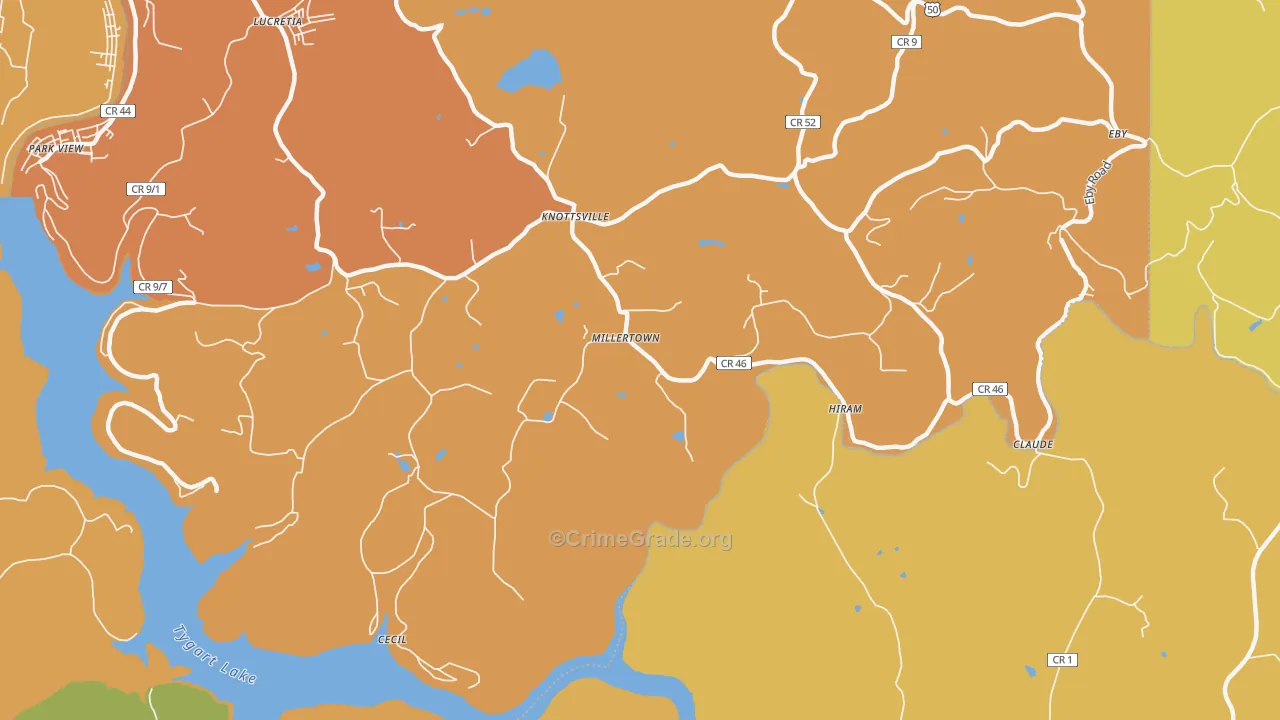 Millertown, WV Map of Murder Rates