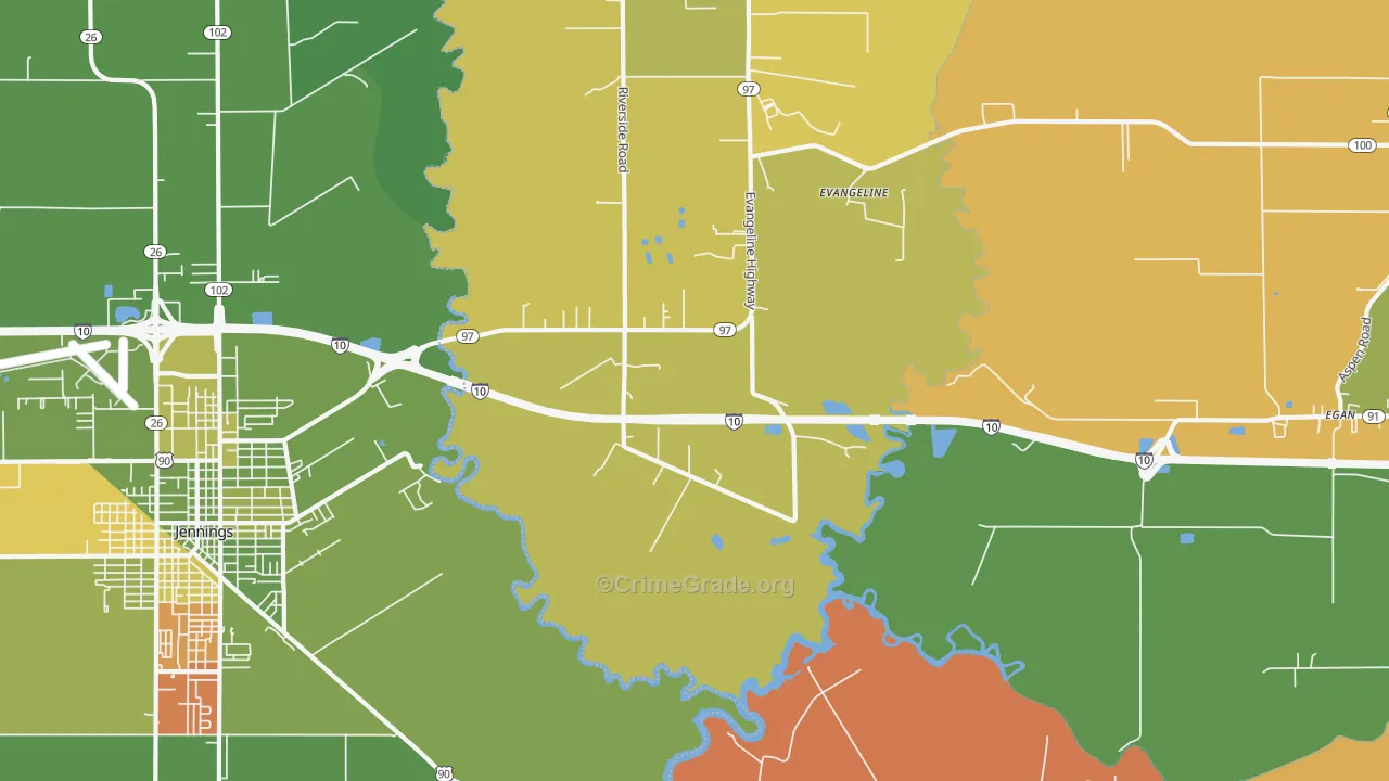 Millerville, LA Map of Murder Rates