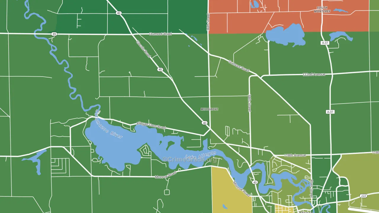 Millgrove, MI Map of Murder Rates