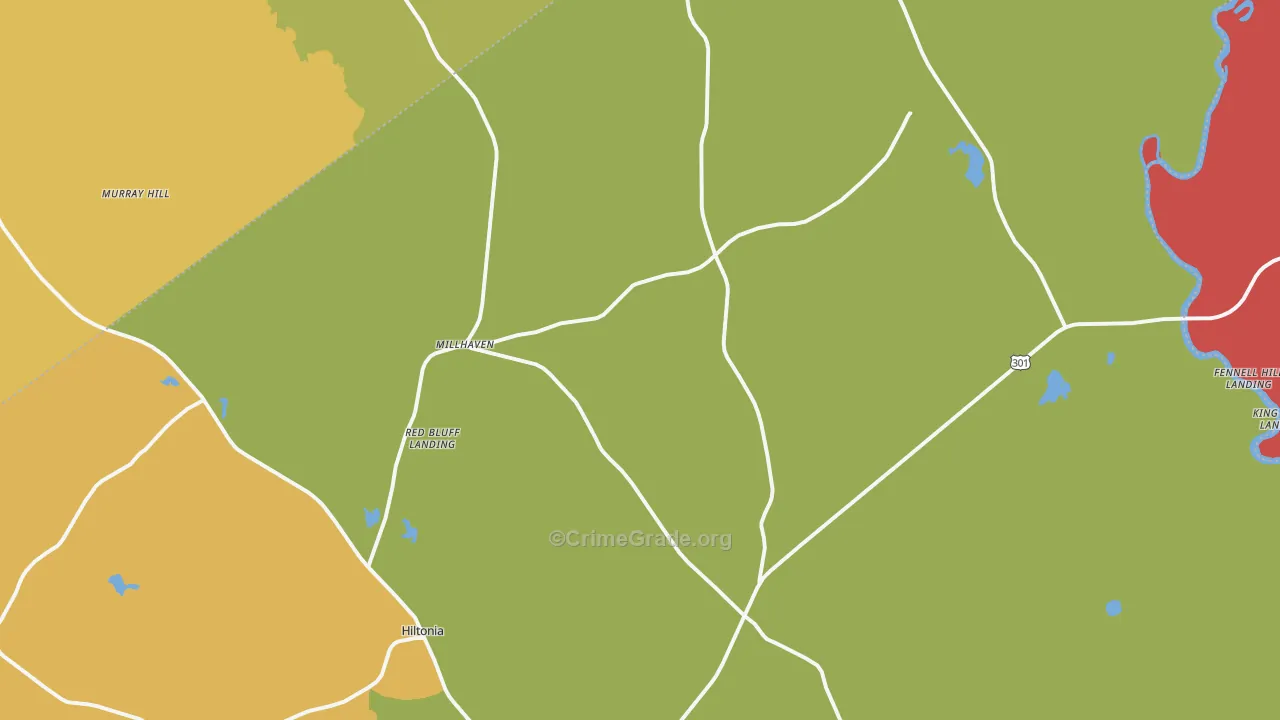 Millhaven, GA Map of Murder Rates