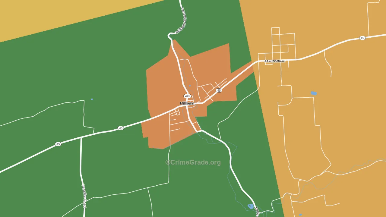 Millheim, PA Map of Murder Rates