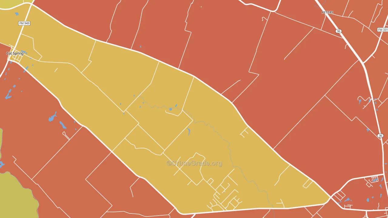 Millheim, TX Map of Murder Rates