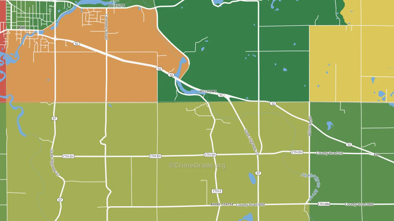 Millhome, WI Map of Murder Rates