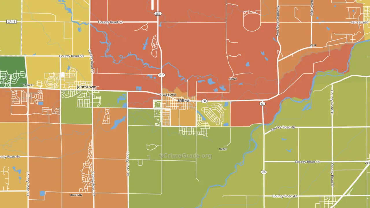 Milliken, CO Map of Murder Rates