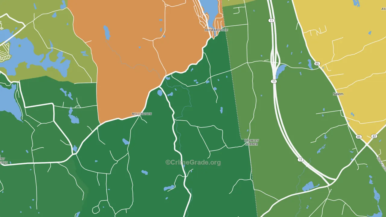 Millington, CT Map of Murder Rates