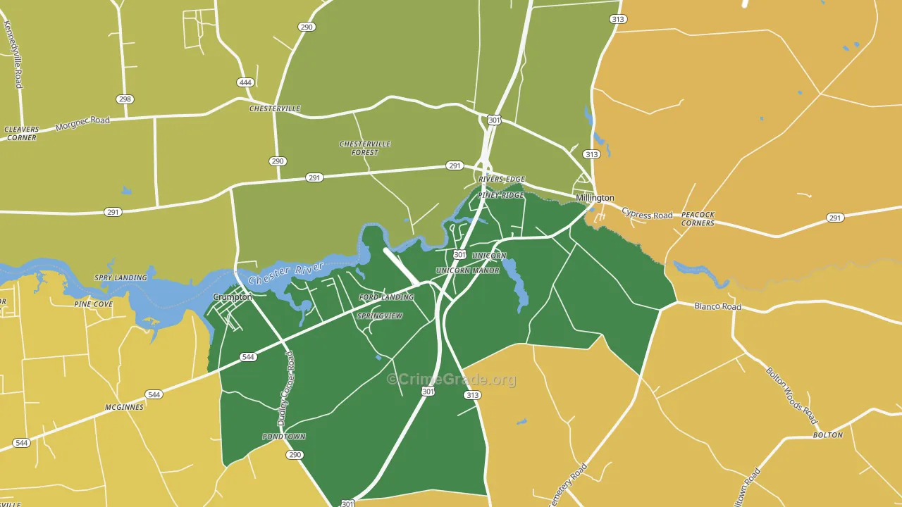 Millington, MD Map of Murder Rates