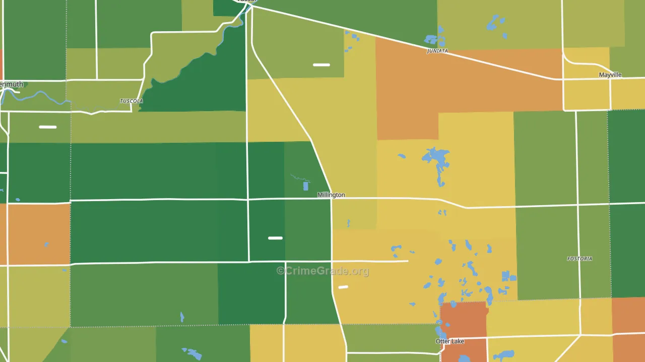 Millington, MI Map of Murder Rates