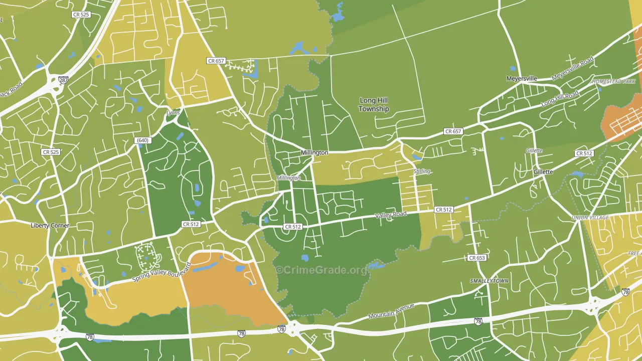Millington, NJ Map of Murder Rates