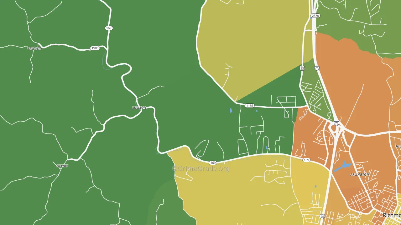 Million, KY Map of Murder Rates