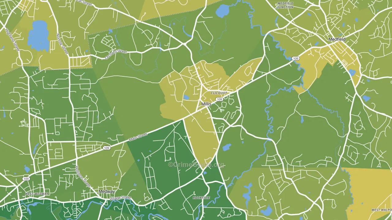 Millis, MA Map of Murder Rates