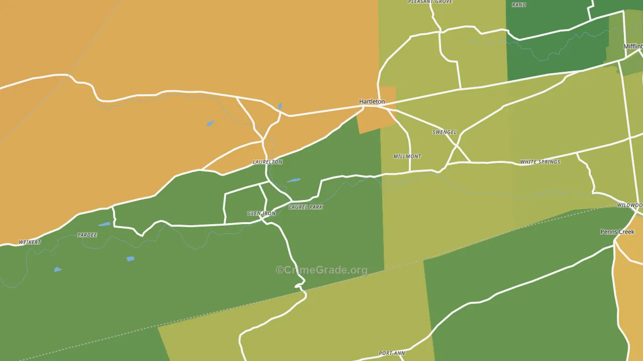 Millmont, PA Map of Murder Rates