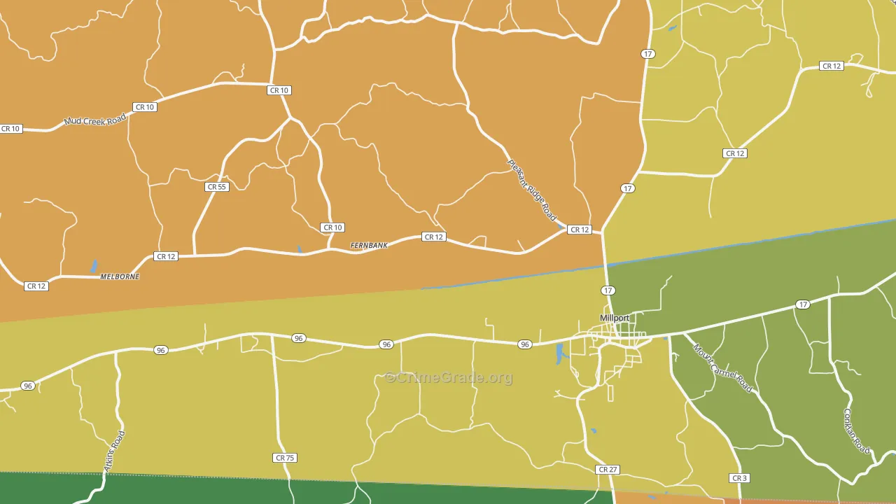 Millport, AL Map of Murder Rates